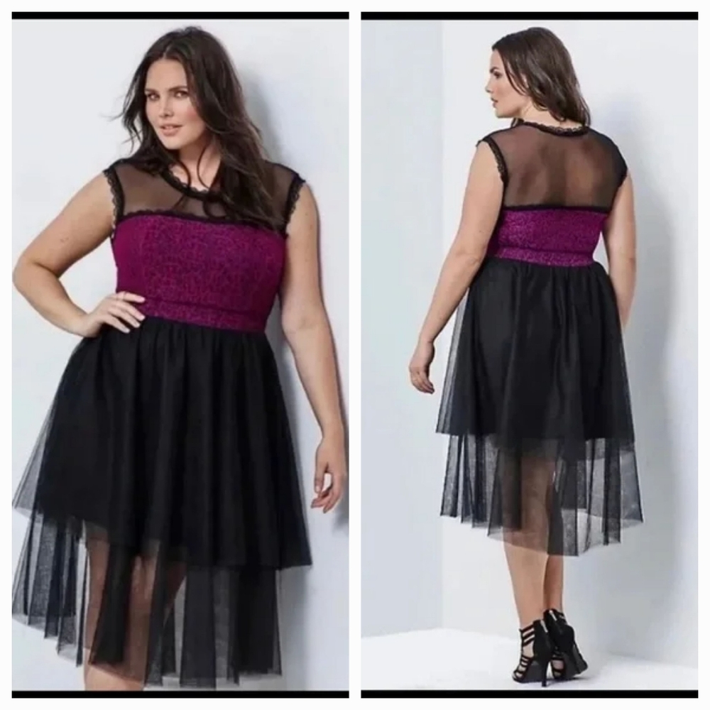 Torrid Insider Purple Lace Tulle Dress NWT Size 28W 28